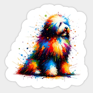 Vibrant Abstract Splash Art of a Sitting Puli Sticker